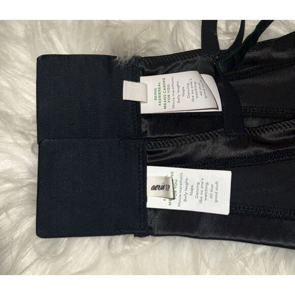 2 Aerie Shiny Bandeau Bralettes Bras Unlined Wire Free Womens S Small Black - Picture 5 of 5